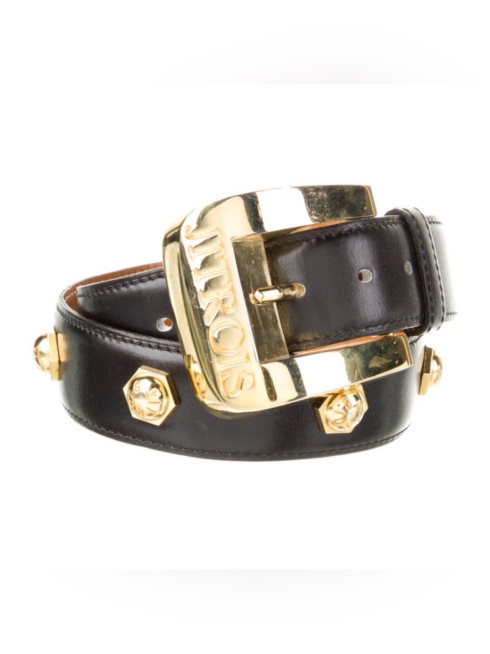 Jitrois Black Leather Studded Accent Belt